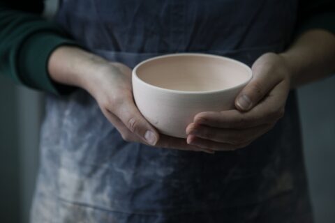萬古焼の水盤花器 12号足付