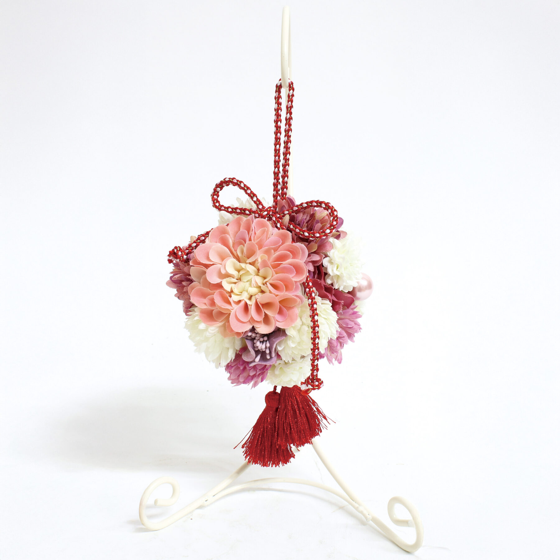 アーティフィシャルフラワー【花てまり朱花】